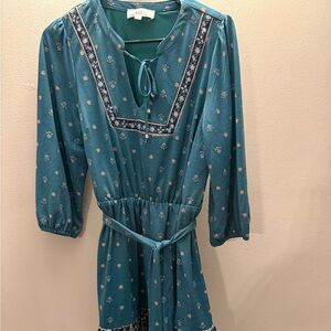 Lucky Brand Teal Floral Dress size large